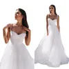 2022 New Year's Simple A-line Wedding Dress Tiered Tulle Dress Bustier Bodice Sewn-in Cups Bustier Bridal Gown with Open Back Beach Dresses