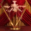 China suppliers wedding stage decoration gold acrylic candelabra backdrop candle stick holder flower stand centerpieces for events senyu0542