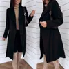 Kvinnor kausal med bälte sidofickor Woolen Coat Vintage långärmad ryggventiler Kvinnlig ytterkläder Chic Overcoat 210930
