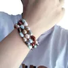 Bracelets 100% naturels véritables pour femmes, perles d'eau douce multicolores, bijoux à la mode pour filles, cadeau d'anniversaire, trois rangées