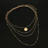 Colliers Winterxue gothique mode pendentif rond colliers pour femmes couleur or chaîne ras du cou déclaration harajuku bijoux