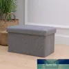 Pouf de rangement pliable avec coffre de rangement pliant Poufs en tissu de lin Repose-pieds de banc pour chambre à coucher Salon (Gris) Conception experte à prix usine Qualité