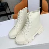 Classic Leather Designer Thick-soled Desert Martin Boots White Bee Star Trail Lace-up Winter Ladies High Heel Shoe lace bees high-top