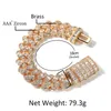 CZ Micro Pave Cuban Link Chain Bracelet Luxury Tre Rows Zirconia Män Kvinnor Lovers Smycken