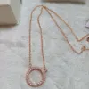 18K ROSE GOLD 925 Sterling Silver Signature Circle Pendant Necklace with Original Box for Pandora CZ Diamond Disc Chain Women Jewe343v