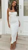 Women Dress Sling Sleeveless Splirt Summer Sexy Nightclub Bar Cocktail White Fashion Ladies Outfit 210522