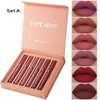 Handaiyan Liquid Matte Lipstick Long Last Lip Gloss Set Mett Copo antiaderente de longa duração Kit de Lipgloss de Maquiagem Natural