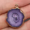 Natural Stone Irregular Round Agate Slice Charms Pendant Healing Reiki Crystal Finding for DIY Necklaces Women Fashion Jewelry 20x25-23x28mm