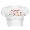 Wefeep Cute Fruit Print T-shirt Kvinnor O Neck Kortärmad Skörd Top Summer Casual Basic White Tee Koreanska Streetwear Y2K Fashion 210722