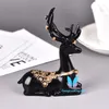 Solid Black Leżący Deer Crystal Ball Display Stand Resin Decor Sfery Stand