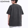 GONTHWID T-shirt Hip Hop Casual Estate Uomo D Stampa Manica corta Tees Distressed Allentato Streetwear Harajuku Moda Top 210629