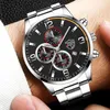 Мода мужские часы роскошные из нержавеющей стали кварцевые наручные часы мужские спортивные кожаные часы сильные светящиеся часы