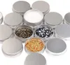 Atacado caixas de armazenamento caixas de alumínio rodada latas com tampa, 2 oz metal latas de velas recipientes parafusos parafusos para ofícios, armazenamento de alimentos, diy (prata)