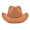 قبعات واسعة الحافة عتيقة Womem Men Western Cowboy Hat مع Cowgirl Jazz Cap Cap Usisex Wool Fedora Caps245s