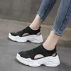 Sandalet Nefes Örgü Takozlar Kadınlar Casual Oymak Kristal Platformu Sneakers Kadın Tıknaz Bayanlar Üzerinde Kayma