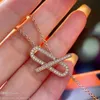 Necklace Designer Jewelry Luxury wedding gift Platinum Rose gold diamond pendant necklaces and bracelet set long chain wholesale necklaces for women bulk