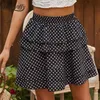 Mode polka dot gelaagde zoom rokken vrouwen zomer zwart casual hoge taille vrouwelijke schattige baljurk mini rok 210510