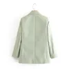 Chaqueta verde elegante vintage para mujer, trajes de moda para mujer, chaqueta con cuello entallado, blazer informal para mujer, traje elegante para chicas 210430