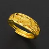 Wedding Rings Fashion Vietnam Sand Gold Jewelry Brass 24k Gold-plated Dragon Phoenix Open Ring Men And Women Couple