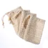 Natural Exfoliating Mesh Soap Saver Sponsen Sisal Soap-Saver Bag Pouch Houder voor douche Badschuimen en drogen SN4364