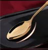 36pcs Real Faqueiro Ouro de aço inoxidável de luxo Louça Facas Ice Tea Colher Forks Louça Cozinha Jantar Silverware 211108
