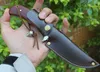 New Survival Straight Knife 3Cr13Mov Drop Point Blade Wood + Steel Head Handle Fixed Blade Knives With Leather Sheath