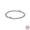 Sterling Silver 925 Fit Original Pandora Charms Rose Gold Beads Dense Style Simple DIY Foundation Bead Bracelet