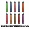 Vidge Max 6% Dispositif de cigarette Eau Dispositif de cigarette Pod Starter Kit de démarrage de 950MAH 950MAH Batterie 5ml Cartouche de capacité Vape VS XXL202B
