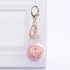 Porte-clés rond à paillettes Rose, pendentif en plastique Transparent, fleur éternelle, porte-clés pour sac à main de voiture pour femmes