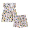 Summer Baby Girls Floral Piżamy Zestaw Kwiat Bez Rękawów Drukuj Top + Krótki 2 sztuk / zestaw Boutique Dzieci Pleaswear M3512