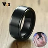 Vnox 8mm anneau de base rotatif pour hommes noir en acier inoxydable décontracté mâle Anel élégant Punk Spinner Alliance bijoux