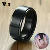 Vnox 8 mm drehbarer Basisring für Herren, schwarzer Edelstahl, lässiger männlicher Anel, stilvoller Punk-Spinner-Alliance-Schmuck