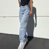 Kelebek Baskı Kot kadın Bahar Yüksek Bel Düz Rahat Streetwear Denim Pantolon Kadın Trendy 5B418 210427