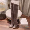 Designer- Fashion Frosted Leather Over the Knee Boots 14cm Super High Heel Long Tube Stretch Fall/Winter Waterproof Platform Womens