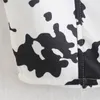Sexig kvinna Vit Slim Cow Print Crop Tops Sommar Fashion Y2K Zipper Short Top Ladies Stretchy Streetwear Vest 210515