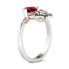 Anéis de casamento CZ jóias embutidas Red Heart Zircon Declaração de prata Redicável para mulheres Moda da moda na moda da moda