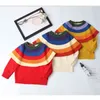 Baby Girls Rainbow Sweaters 1-7Yrs Ropa para niños O-cuello Manga larga Otoño Invierno Ropa casual para niños 210429