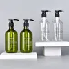 1SET -återfyllningsbar flytande tvåldispenserflaskor för badrum Press pumpflaskor för kropps tvål schamponkonditionering med tryckt lab 211130