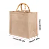 Förvaringspåsar Jute Shopping Bag Old-Fashioned Bamboo Handle Portable Shopper Utsökt Naturlig present med vattentät film