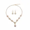 Earrings & Necklace Wedding Jewelry Sets Fashion Inlaid Full Fresh Pearl Drop Gold Link Chain Small Gear Parure Bijoux