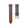 Moda Denim Skórzane paski do Zegarek Apple 44mm 42mm 40mm 38mm Bands Bared Bransoletka Iwatch Series SE 6 5 4 3 Wristbands Loop Smart Akcesoria