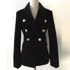 Damenanzüge Blazer PEONFLY Samt Frauen Blazer OL Formale Arbeitsanzug Jacke Schlank Langarm Beide Reihen Gold Lion Button Mode Harajuku F