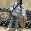 Oversized Puffer Jacket Kvinna Hooded Loose Korean Bubble Coat Vinter Varm Tjock Kort Parkas Mujer Women Snow Wear Outwear 211018