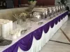 20ft طول الأبيض الجليد الحرير الجدول تنورة سماط التفاف مع أعلى غنيمة الستائر لحضور حفل زفاف حزب عيد استحمام الطفل