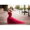 肩のない妊娠中の写真の小道具のドレスレースのメッシュ妊娠のドレスのための写真撮影マキシガウンの服x0902