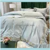 Sängkläder levererar textilier hem trädgårdsbyte uppsättningar 4PCS Ice Silk Set Nordic 29 Färg Broderi Quilt Er Bed Sheet Pillowcase för Queen Kin