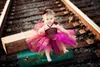 Двухслойный детское платье для девочек вязание крючком TUTU с цветочным повязок набор повязки младенческой пушистый тюль новорожденный день рождения q0716