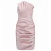 High Quality Women Designer Sexy Strapless Pink Party Dress Elegant Evening Prom Celebrity Bodycon Vestido 210527