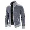 Men's Sweater Coat Fashion Patchwork Cardigan Men Knitted Sweater Jacket Slim Fit Stand Collar Thick Warm Cardigan Coats Men 211221
