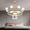 Wentylatory sufitowe LED Crystal Invisible Fan Light Luxury Nordic Crown żyrandol życiowy salon do sypialni jadalnia z
